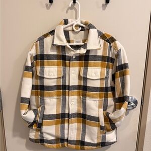 American Eagle Outfitters Oversized Plaid Jacket in Mustard and Gray